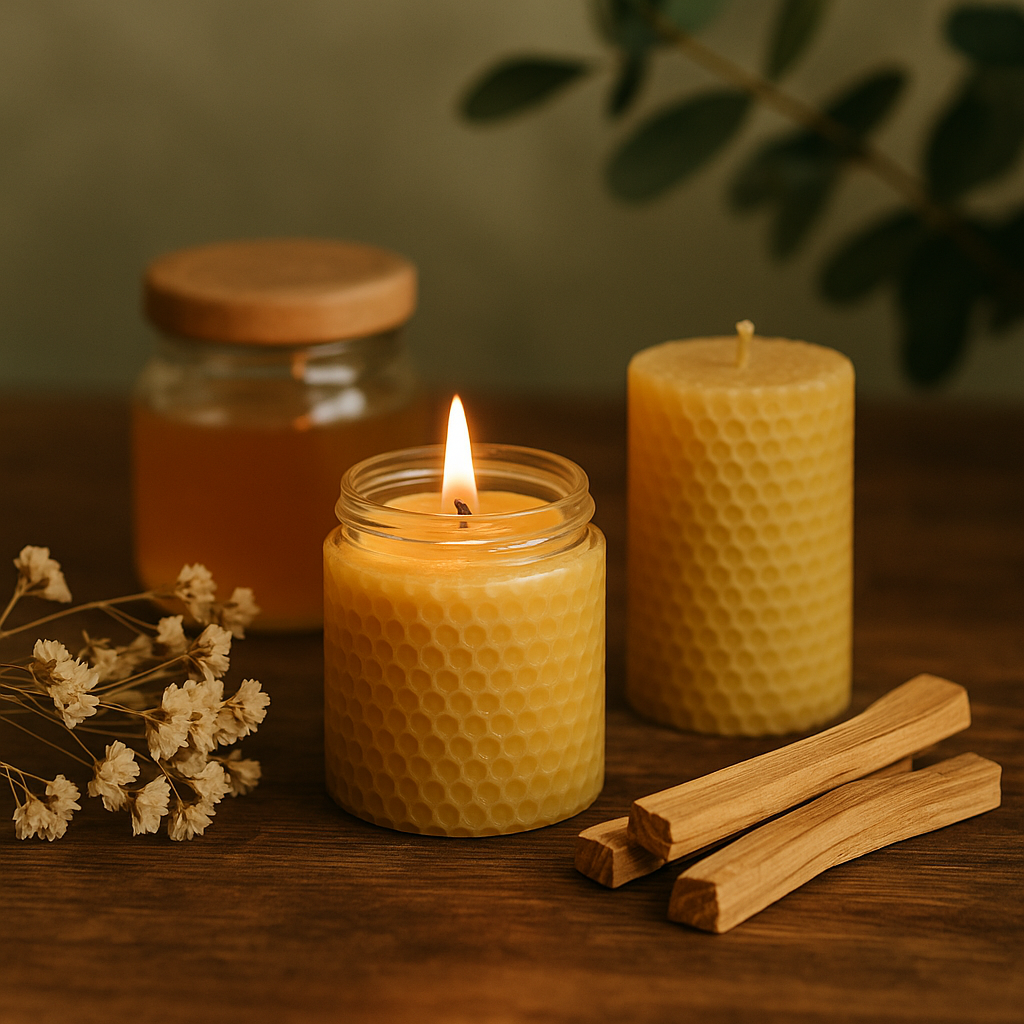 Velas de miel y palo santo.