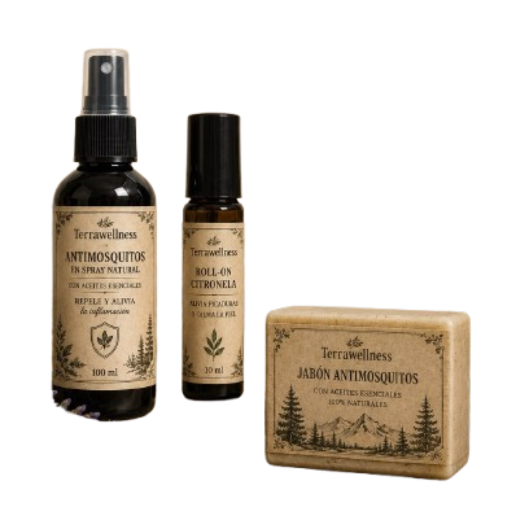 ¡Despídete de los mosquitos y da la bienvenida al verano! Jabón + Spray + Roll-On en un único pack pensado para acompañarte allá donde vayas. Ideal para casa, vacaciones, excursiones y noches al aire libre.