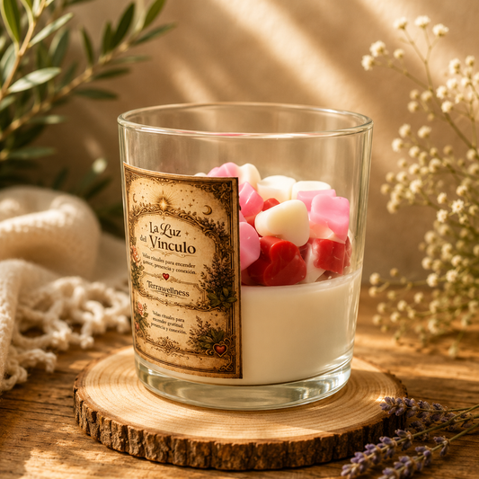 Vela con wax melts de corazones – Aroma y detalle especial